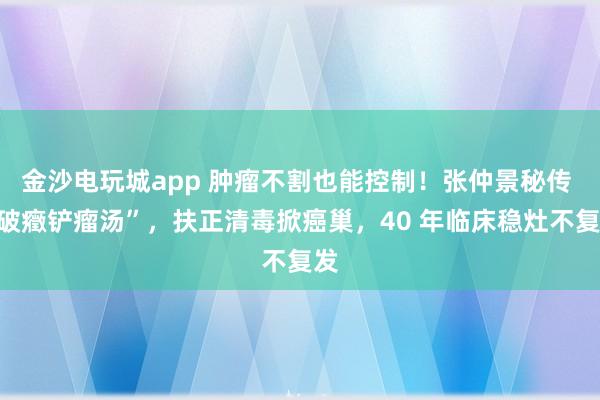 金沙電玩城app 腫瘤不割也能控制！張仲景秘傳 “破癥鏟瘤湯”，扶正清毒掀癌巢，40 年臨床穩(wěn)灶不復(fù)發(fā)