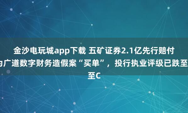 金沙電玩城app下載 五礦證券2.1億先行賠付為廣道數字財務造假案“買單”，投行執業評級已跌至C