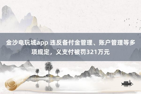 金沙電玩城app 違反備付金管理、賬戶管理等多項規定，義支付被罰321萬元