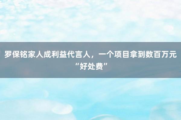 羅保銘家人成利益代言人，一個(gè)項(xiàng)目拿到數(shù)百萬元“好處費(fèi)”