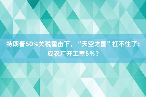 特朗普50%關(guān)稅重?fù)粝拢疤炜罩畤笨覆蛔×耍撼梢聫S開工率5％？