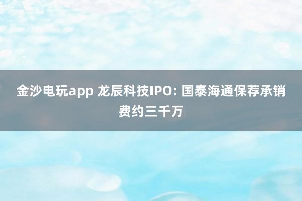 金沙電玩app 龍辰科技IPO: 國泰海通保薦承銷費約三千萬