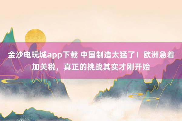 金沙電玩城app下載 中國(guó)制造太猛了！歐洲急著加關(guān)稅，真正的挑戰(zhàn)其實(shí)才剛開始