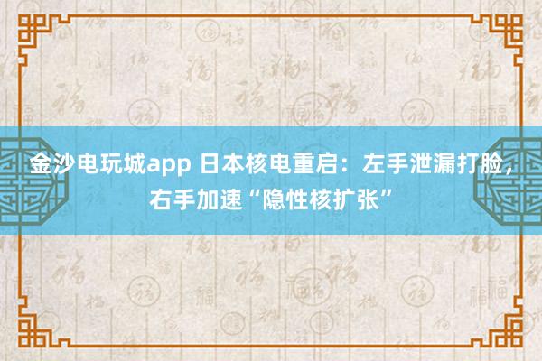 金沙電玩城app 日本核電重啟：左手泄漏打臉，右手加速“隱性核擴張”