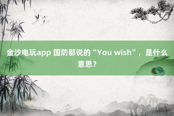 金沙電玩app 國防部說的“You wish”，是什么意思？
